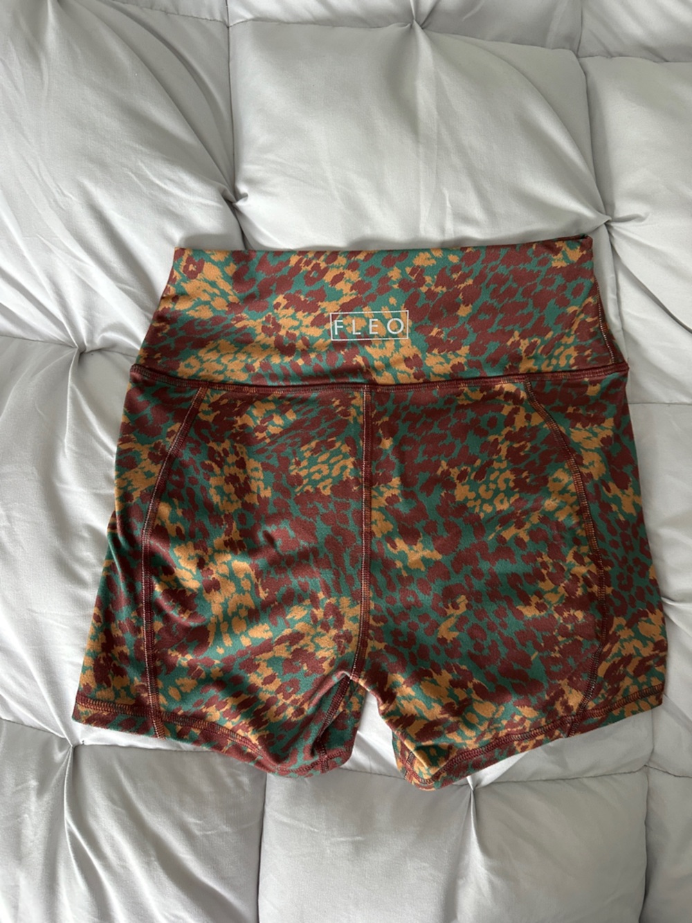 Fleo true high contour leopard shorts size M. 4” inseam
